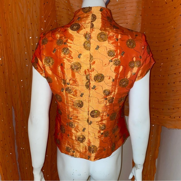 Stunning Orange Asian Inspired Top - Picture 7 of 11